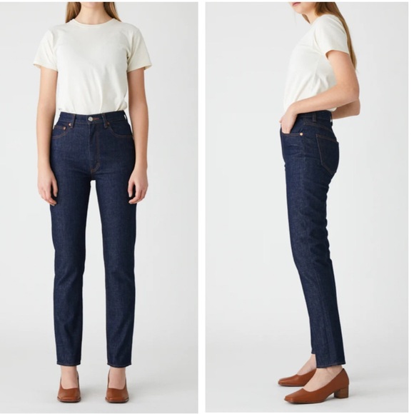 MOUSSY Plain High Rise Slim Straight Jeans in DARK BLUE SIZE 25 - Picture 2 of 11